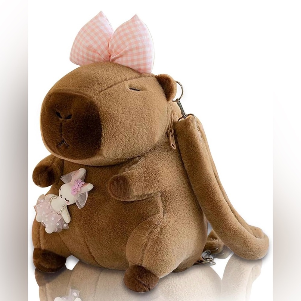 Kawaii Adorable 3D CAPYBARA Novelty Plushie Stuffed Animal Cute Backpack - Picture 2 of 6